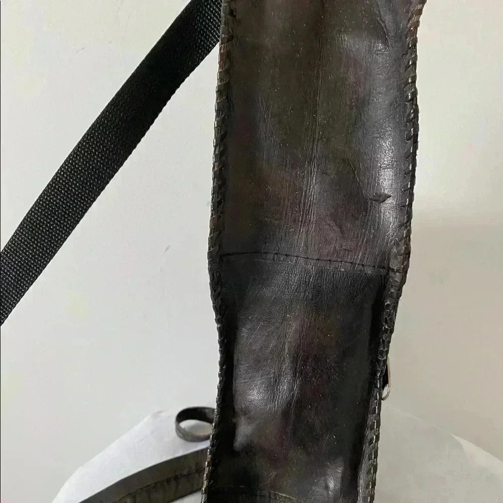 Handmade  unisex black brown leather backpack